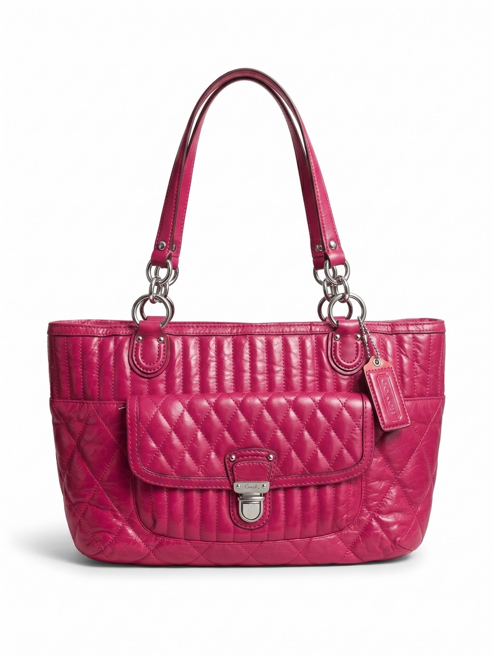 Coach Madison Maggie 19857 Fuchsia Pink Quilted Leather Tote Y2K - Picture 3 of 17